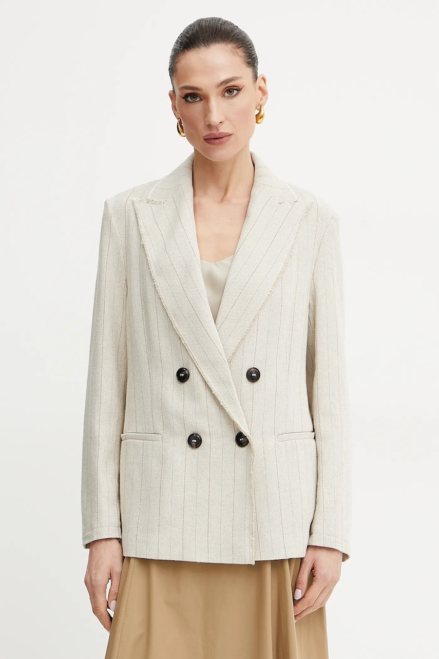 Blazer με μείγμα λινών MAX&Co. χρώμα: μπεζ, 2516041094200