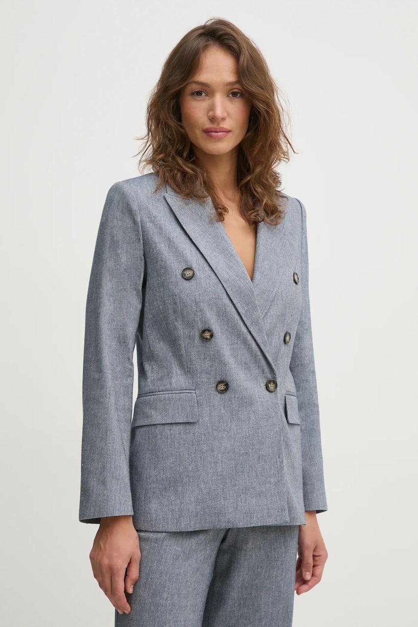 Blazer με μείγμα λινών OUI χρώμα: μπλε, 91870