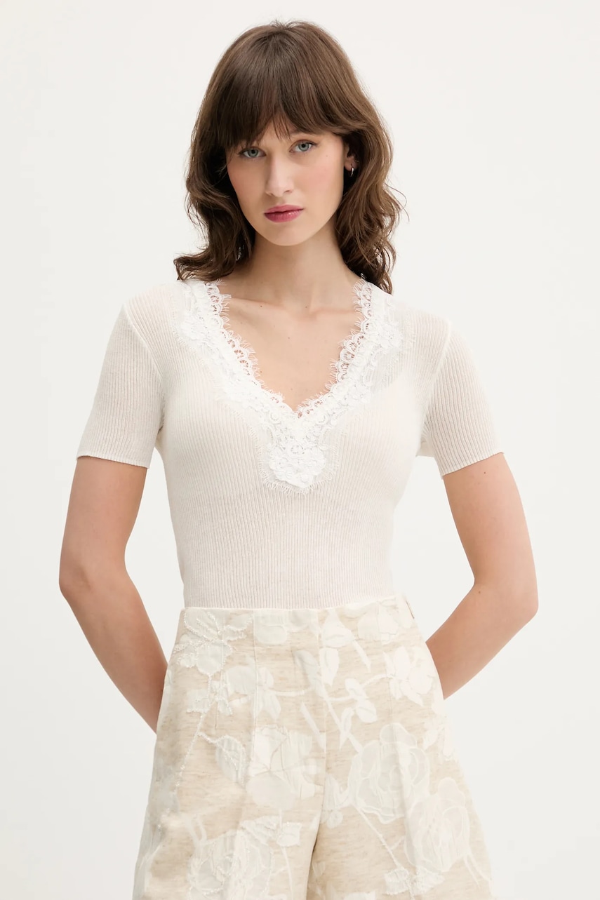 Μπλουζάκι Blugirl Blumarine χρώμα: μπεζ, RA5197.MA30M