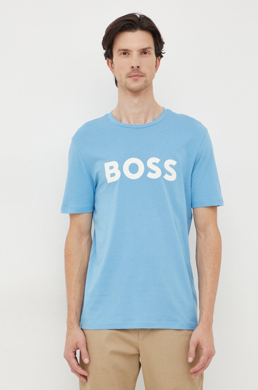 Βαμβακερό μπλουζάκι BOSS BOSS CASUAL ανδρικό, χρώμα: μπλε, 50481923