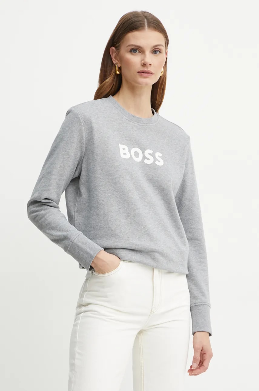 Βαμβακερή μπλούζα Boss Orange BOSS ORANGE γυναικεία, χρώμα: γκρι