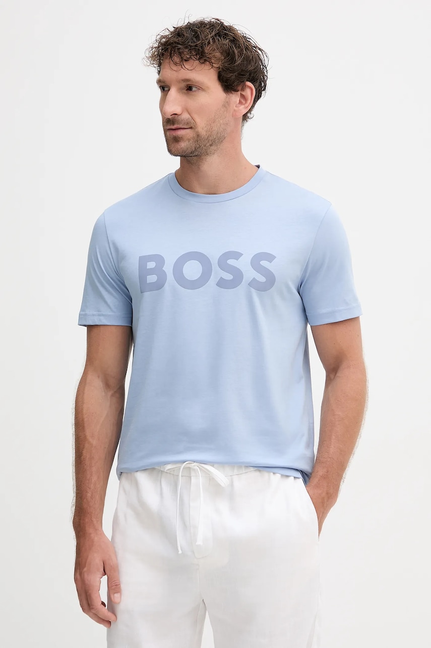 Βαμβακερό μπλουζάκι BOSS Orange BOSS ORANGE ανδρικό, χρώμα: μπεζ, 50481923