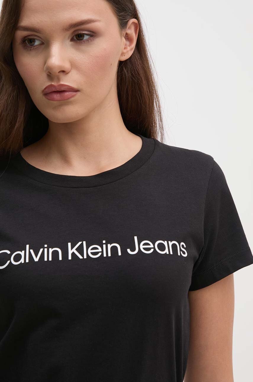 Βαμβακερό μπλουζάκι Calvin Klein Jeans 2-pack γυναικεία, χρώμα: μαύρο, J20J220161