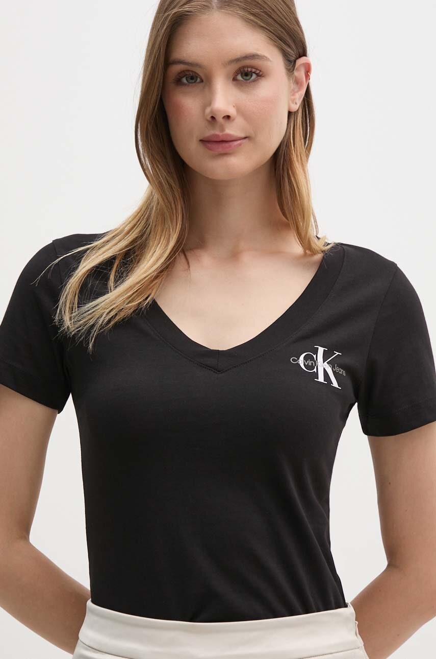 Βαμβακερό μπλουζάκι Calvin Klein Jeans 2-pack γυναικείο, χρώμα: μπεζ, J20J223447