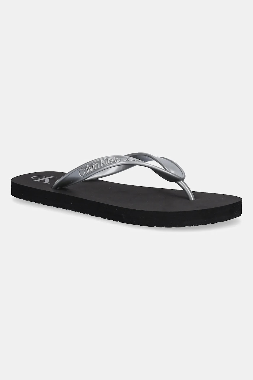 Σαγιονάρες Calvin Klein Jeans BEACH SANDAL MONOLOGO TPU χρώμα: ασημί, YW0YW01719