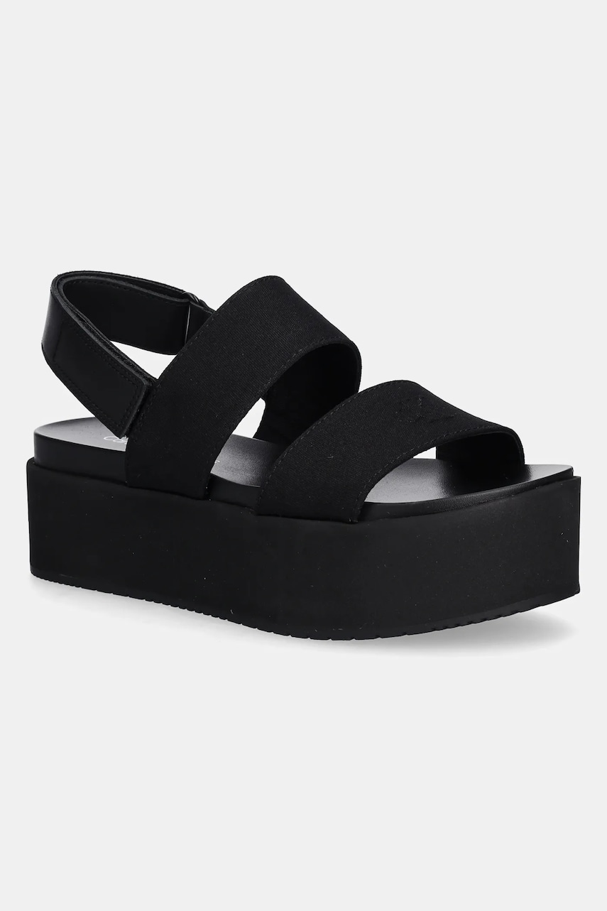 Σανδάλια Calvin Klein Jeans FLATFORM SANDAL SLING IN χρώμα: μαύρο, YW0YW01788