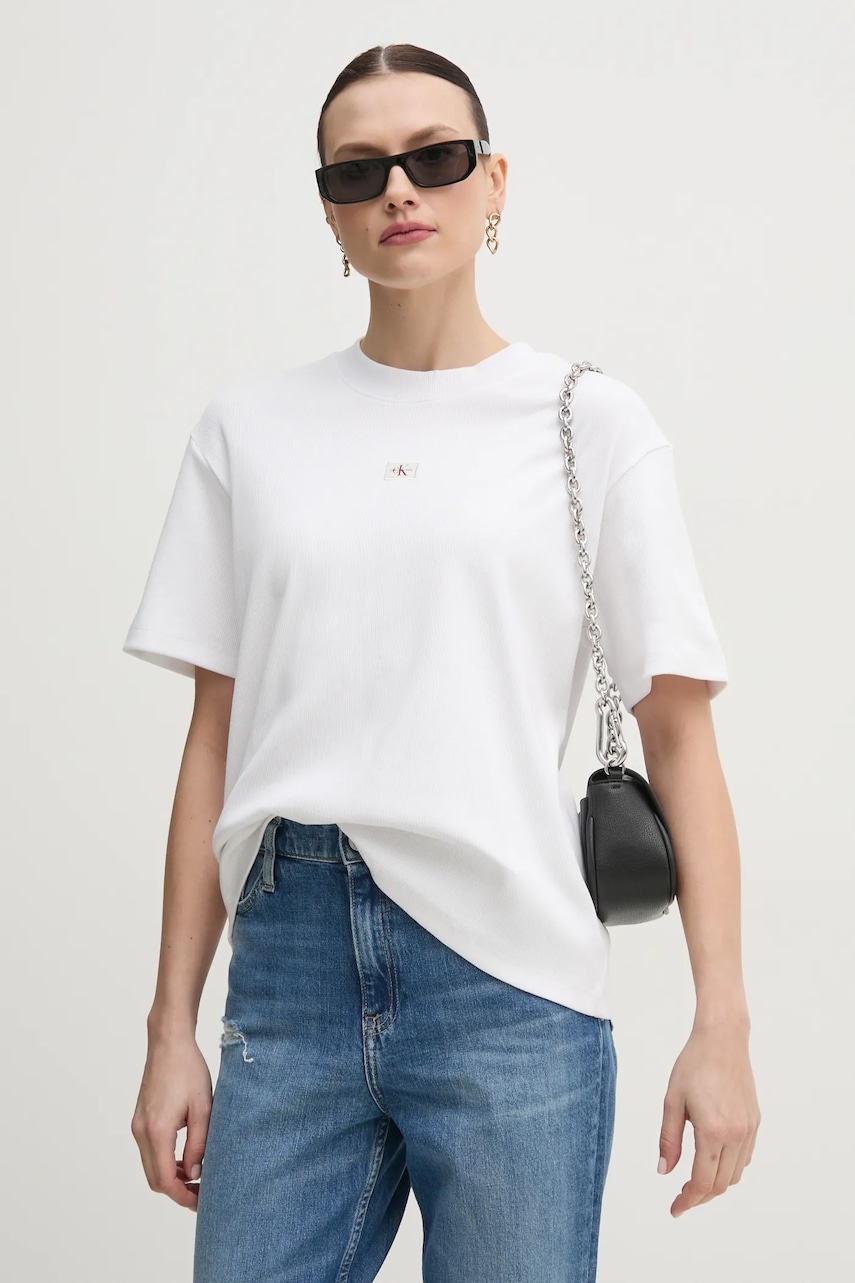 Μπλουζάκι Calvin Klein Jeans χρώμα: άσπρο, J20J225247