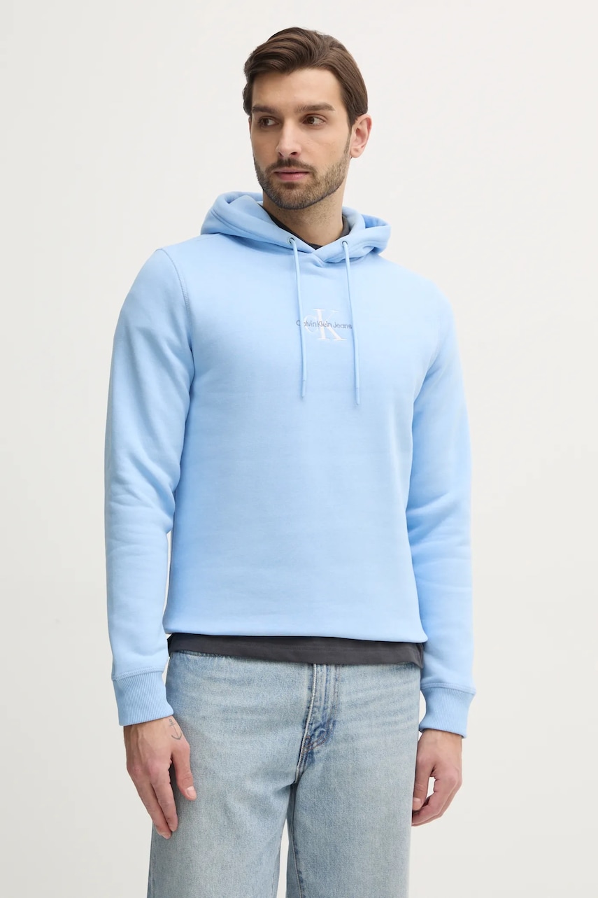 Μπλούζα Calvin Klein Jeans χρώμα: μπλε, με κουκούλα, J30J325629