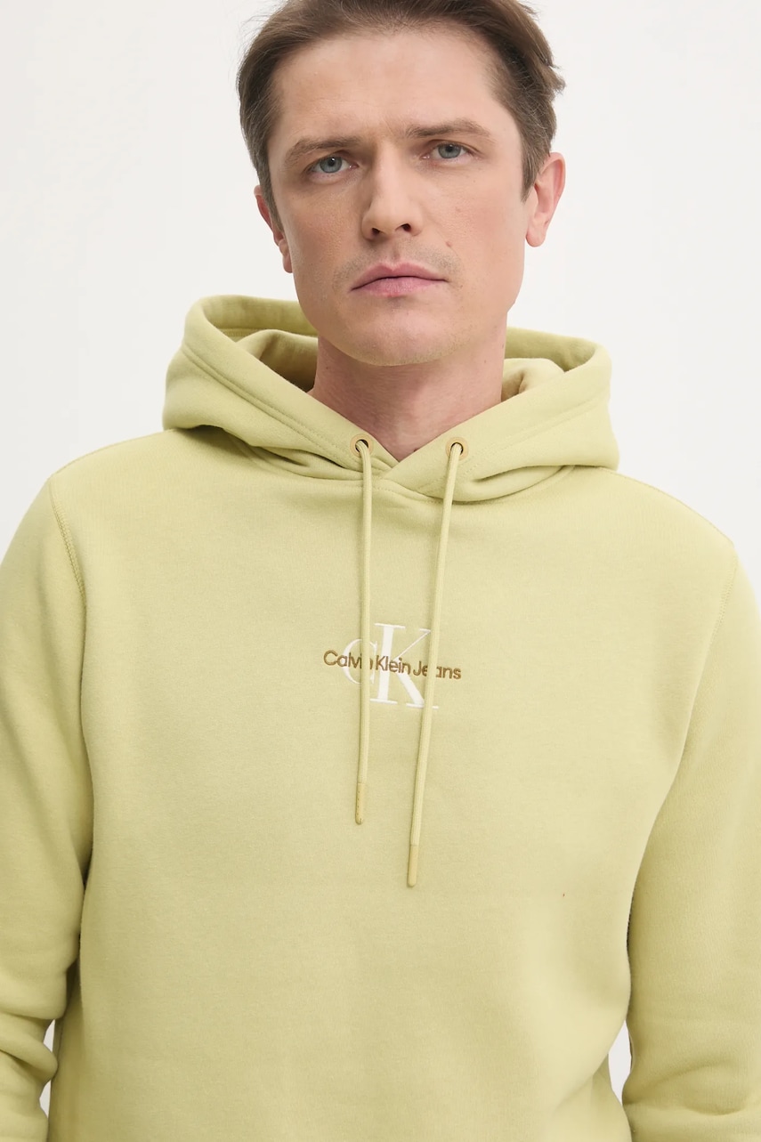 Μπλούζα Calvin Klein Jeans χρώμα: πράσινο, με κουκούλα, J30J325629