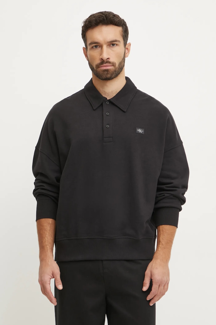 Βαμβακερή μπλούζα Calvin Klein Jeans χρώμα: μαύρο, J30J327037