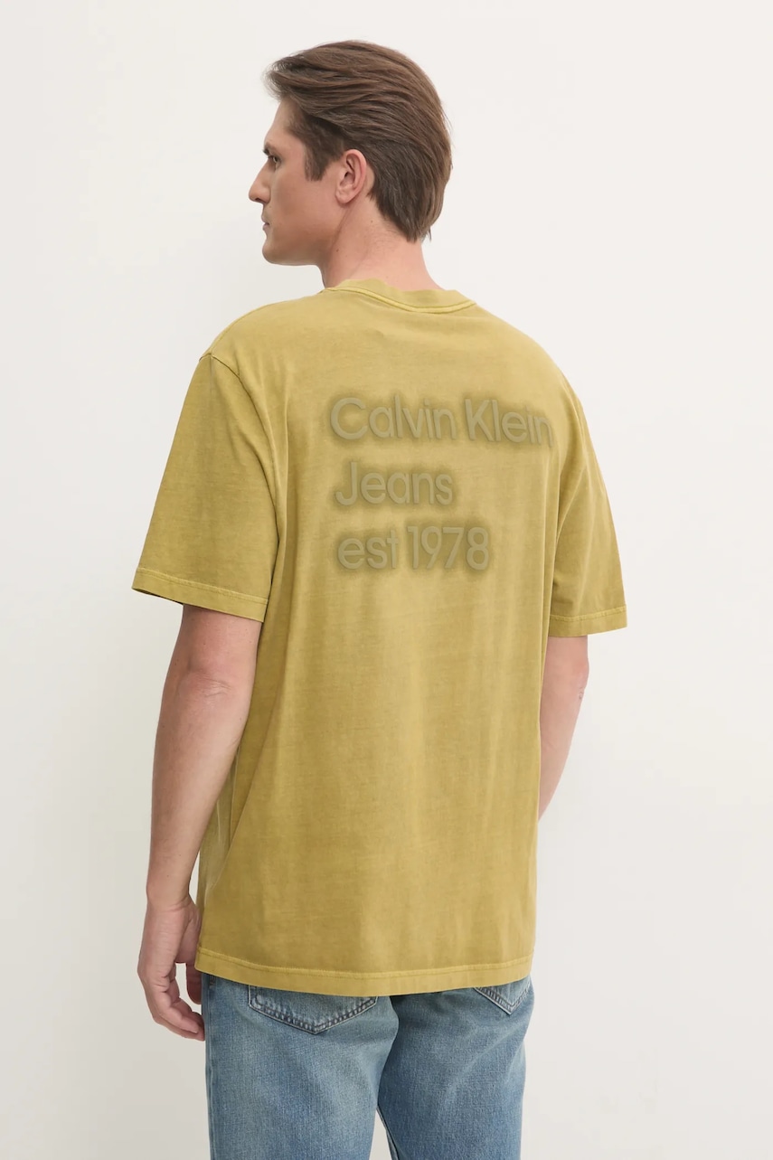 Βαμβακερό μπλουζάκι Calvin Klein Jeans ανδρικό, χρώμα: πράσινο, J30J327078