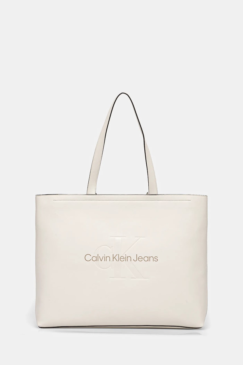 Τσάντα Calvin Klein Jeans χρώμα: μπεζ, K60K612222