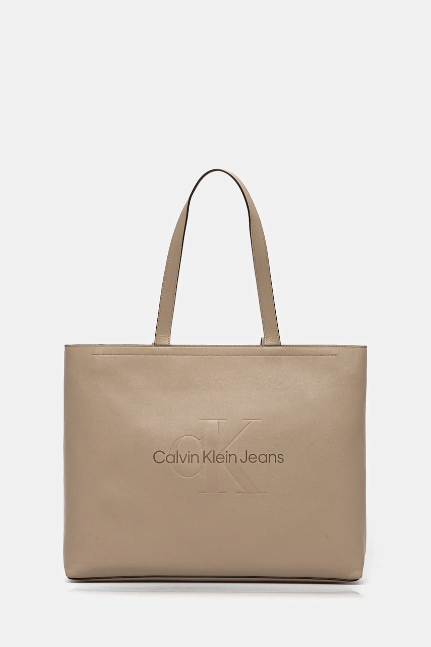Τσάντα Calvin Klein Jeans χρώμα: μπεζ, K60K612222