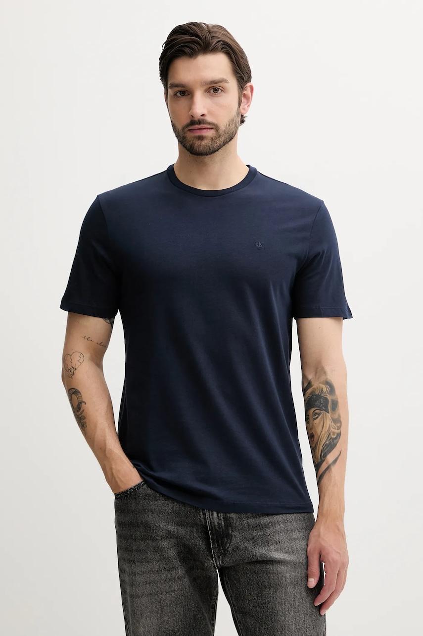 Βαμβακερό μπλουζάκι Calvin Klein Jeans ανδρικό, χρώμα: μπλε, LV040HM265