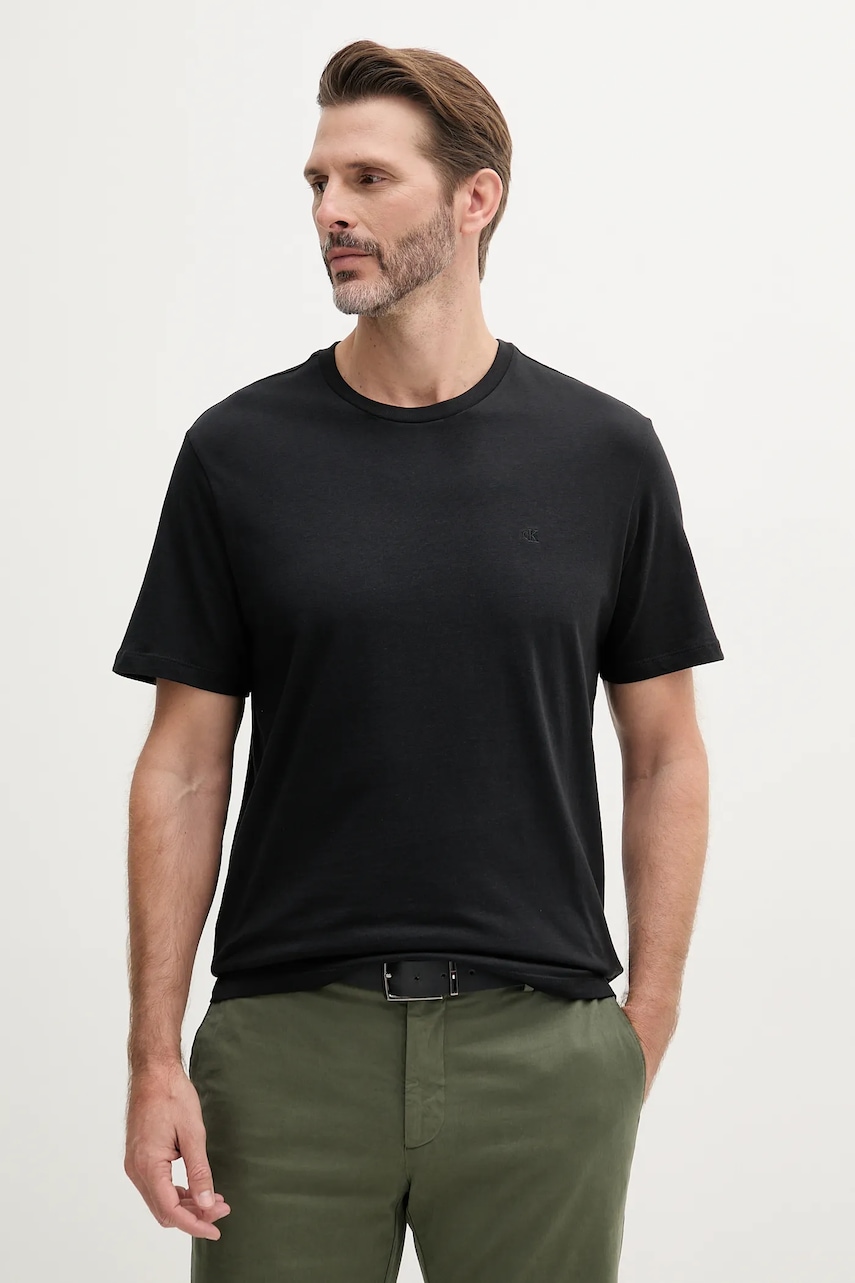 Βαμβακερό μπλουζάκι Calvin Klein Jeans ανδρικό, χρώμα: μαύρο, LV040HM265