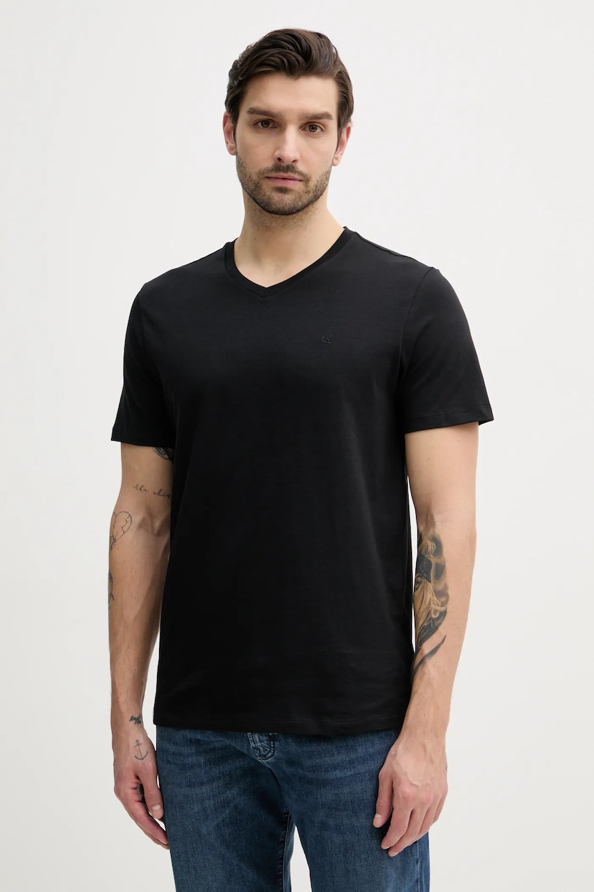 Βαμβακερό μπλουζάκι Calvin Klein Jeans ανδρικό, χρώμα: μαύρο, LV040HM298