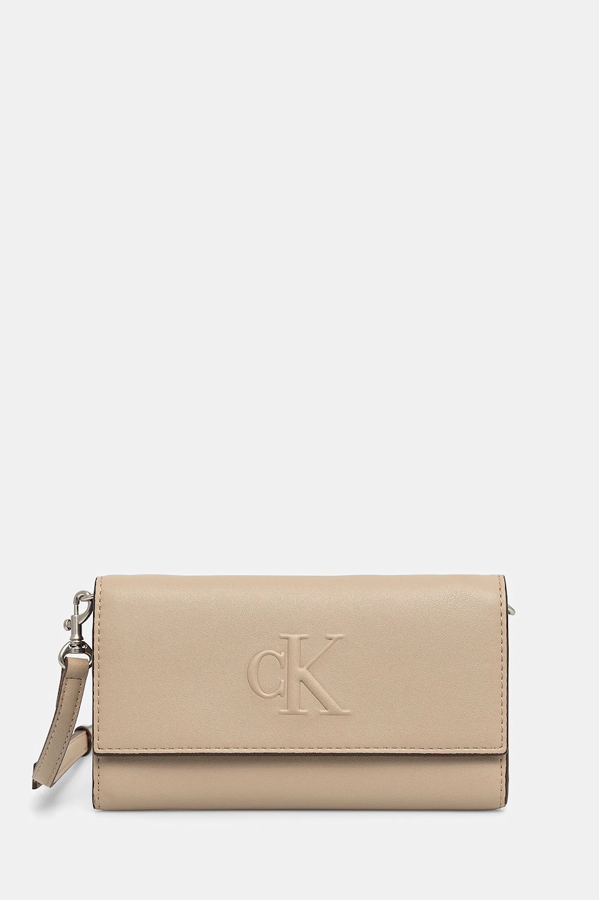 Τσάντα Calvin Klein Jeans χρώμα: μπεζ, LV04K1006G