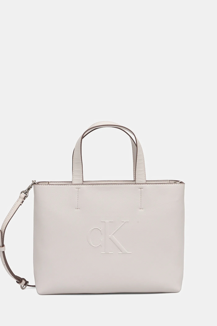 Τσάντα Calvin Klein Jeans χρώμα: μπεζ, LV04K3111G