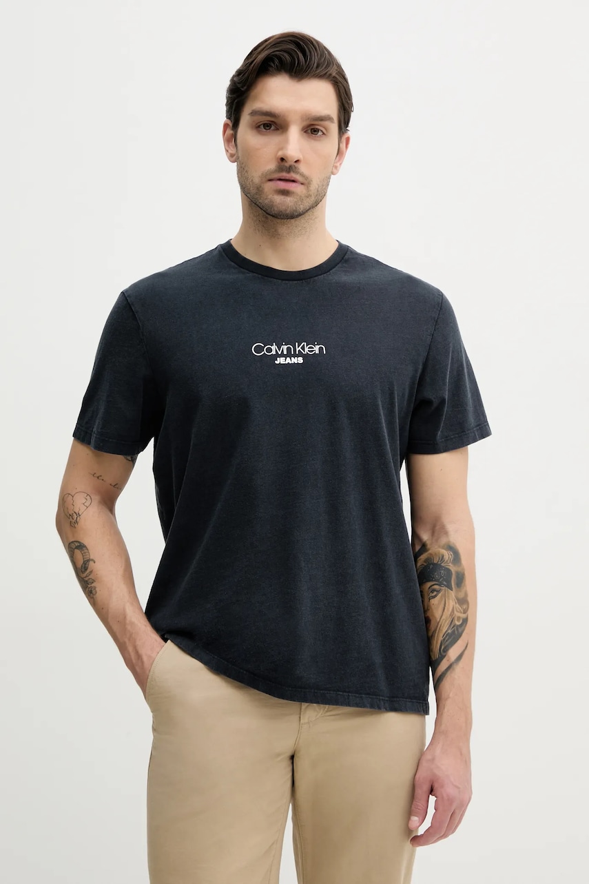 Βαμβακερό μπλουζάκι Calvin Klein Jeans ανδρικό, χρώμα: ναυτικό μπλε, LV04RB824G