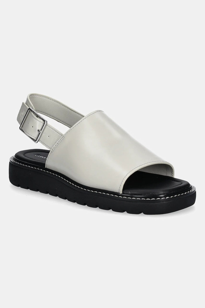 Σανδάλια Calvin Klein Jeans SQ MOLDED SANDAL SLING MG LTH χρώμα: γκρι, YW0YW01711