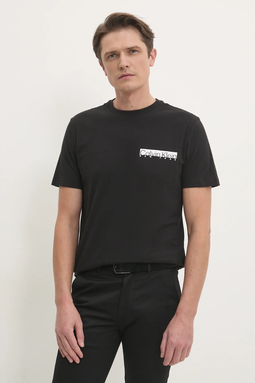 Βαμβακερό μπλουζάκι Calvin Klein ανδρικό, χρώμα: μαύρο, K10K113800