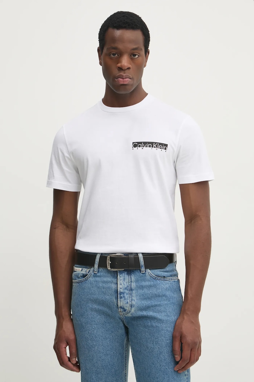 Βαμβακερό μπλουζάκι Calvin Klein ανδρικό, χρώμα: άσπρο, K10K113800