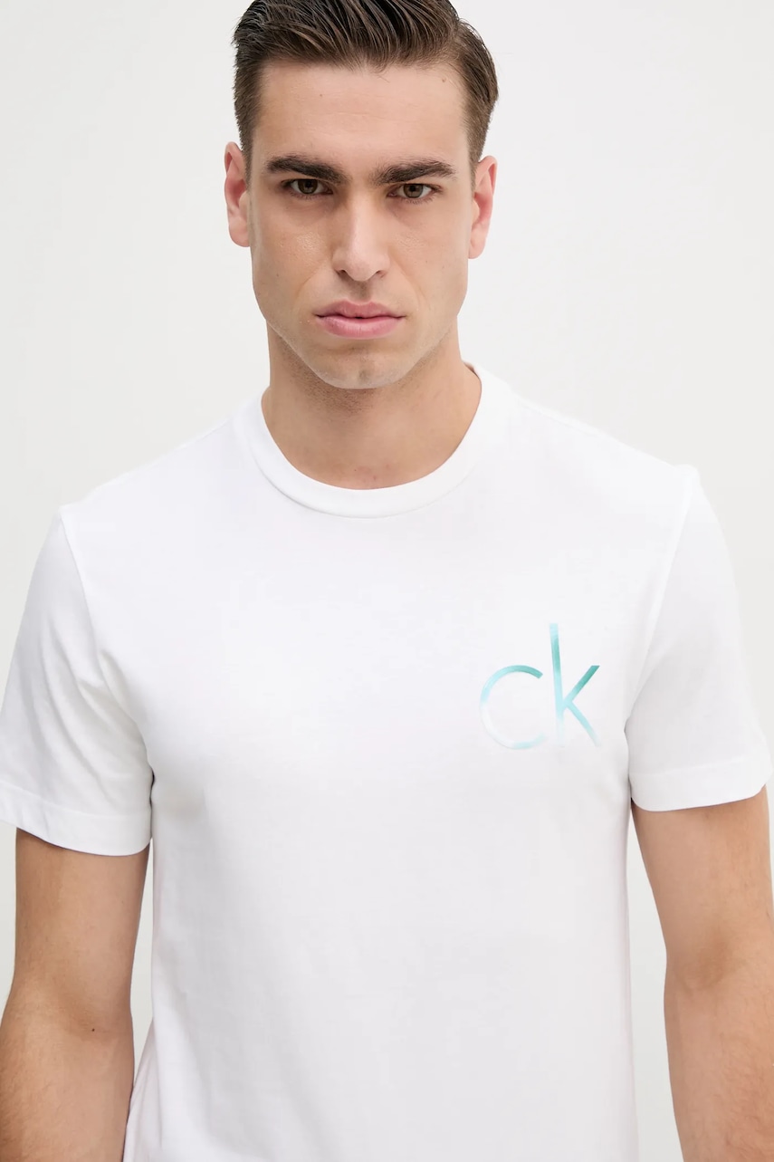 Βαμβακερό μπλουζάκι Calvin Klein ανδρικό, χρώμα: άσπρο, K10K114146