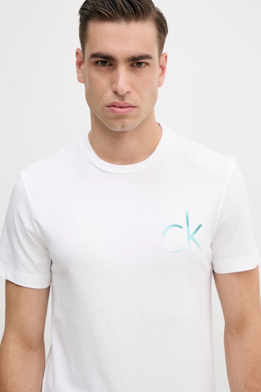 Βαμβακερό μπλουζάκι Calvin Klein ανδρικό, χρώμα: άσπρο, K10K114146