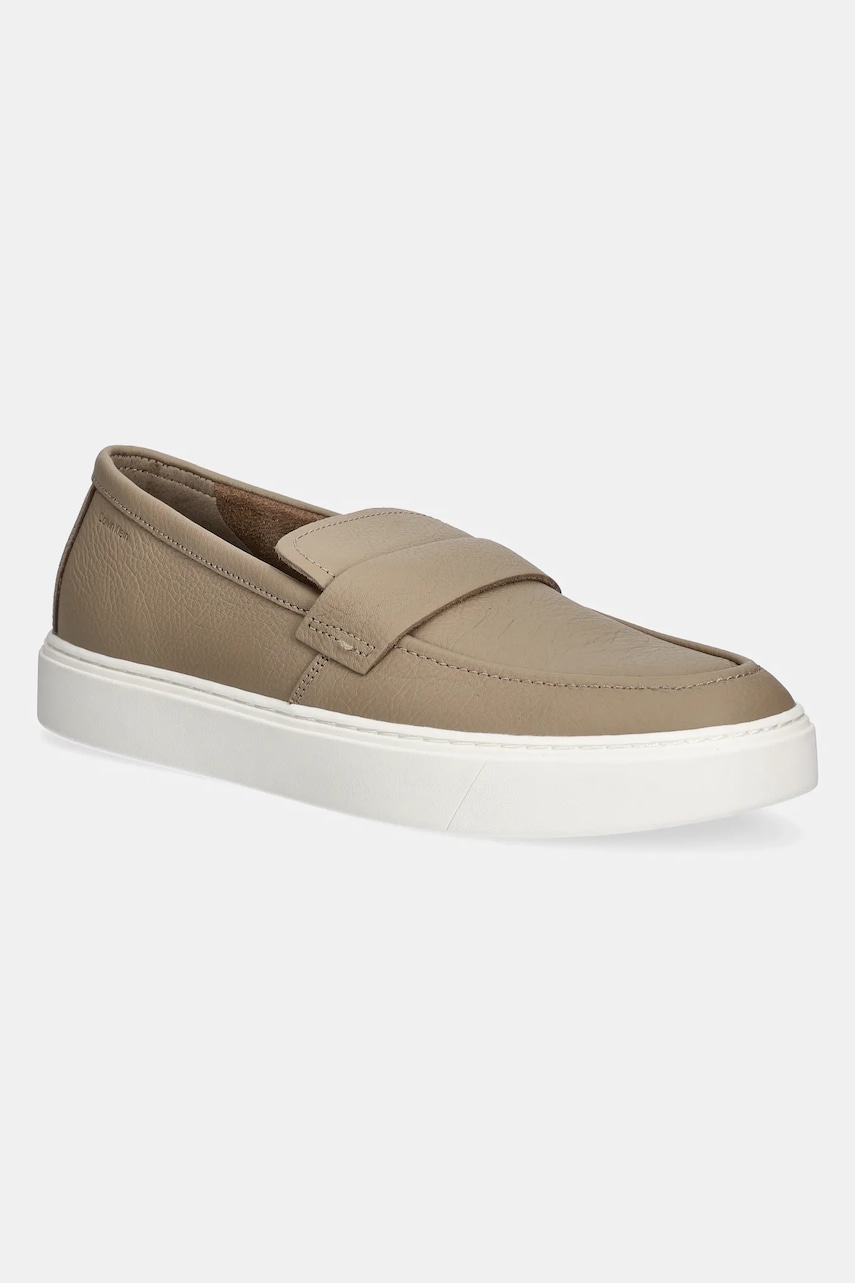Δερμάτινα μοκασίνια Calvin Klein MOCCASIN LTH UNLINED χρώμα: καφέ, HM0HM01813
