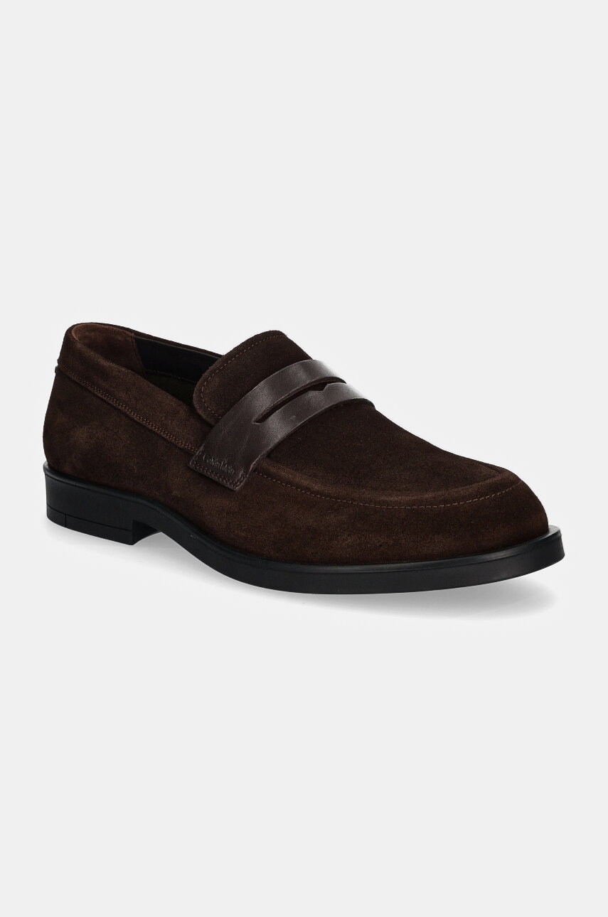 Μοκασίνια σουέτ Calvin Klein MOCCASIN SUE χρώμα: καφέ, HM0HM01621
