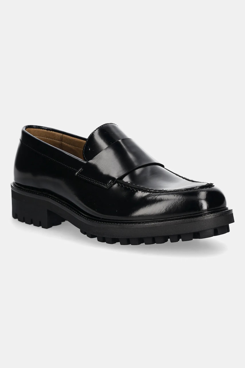 Δερμάτινα μοκασίνια Calvin Klein MOCCASIN W/ BAND χρώμα: μαύρο, HM0HM01833