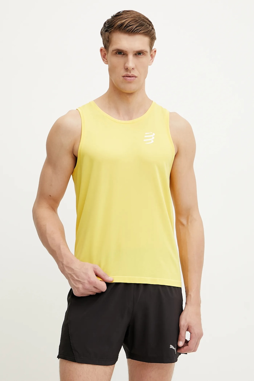Μπλουζάκι για τρέξιμο Compressport Singlet χρώμα: κίτρινο, ATSM743