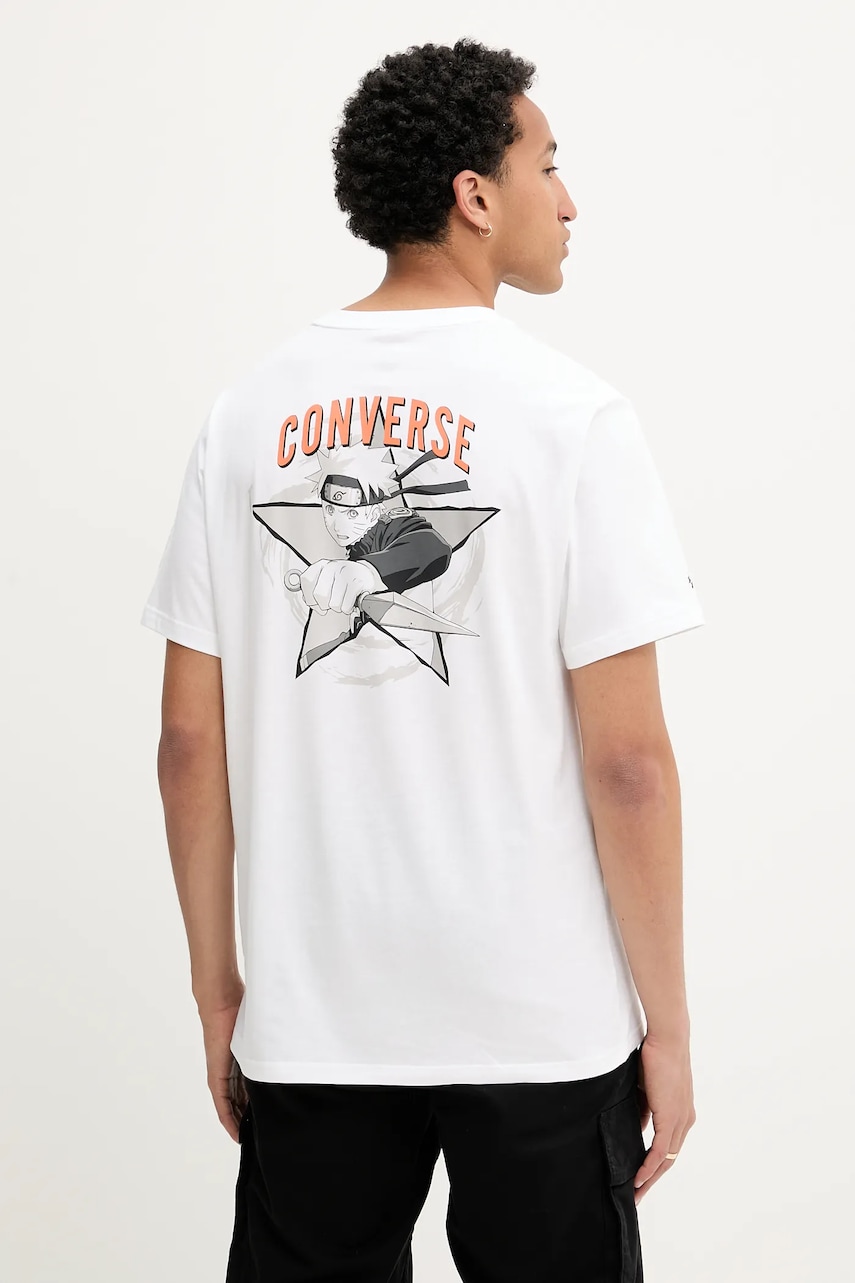 Βαμβακερό μπλουζάκι Converse Converse x NARUTO χρώμα: άσπρο, 10028746-A01