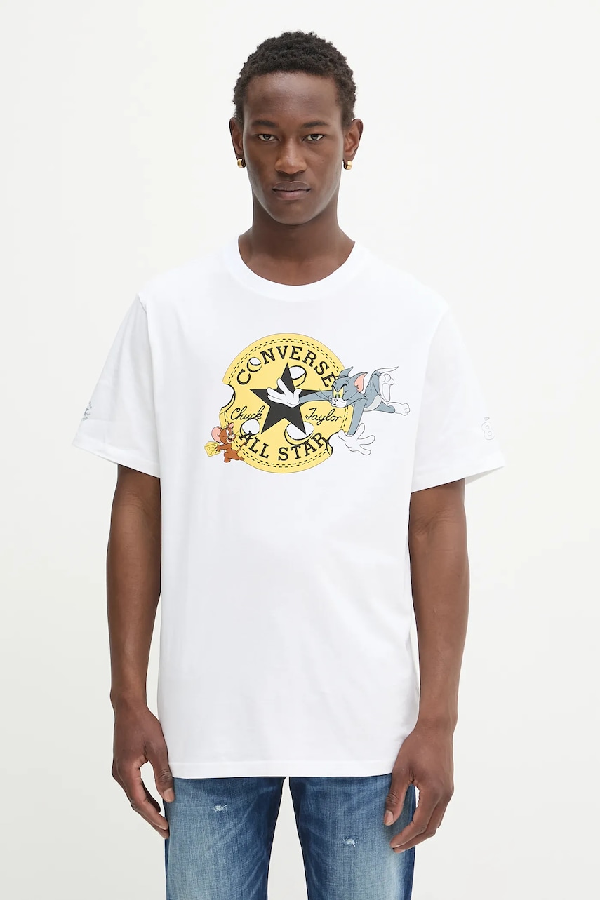 Βαμβακερό μπλουζάκι Converse Converse x Tom & Jerry χρώμα: άσπρο, 10028754-A01