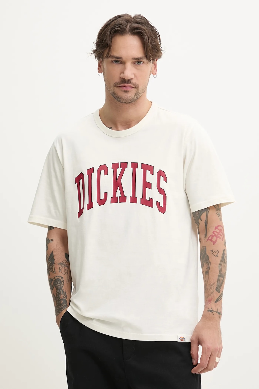 Βαμβακερό μπλουζάκι Dickies ανδρικό, χρώμα: μπεζ, DK0A4X9FC481