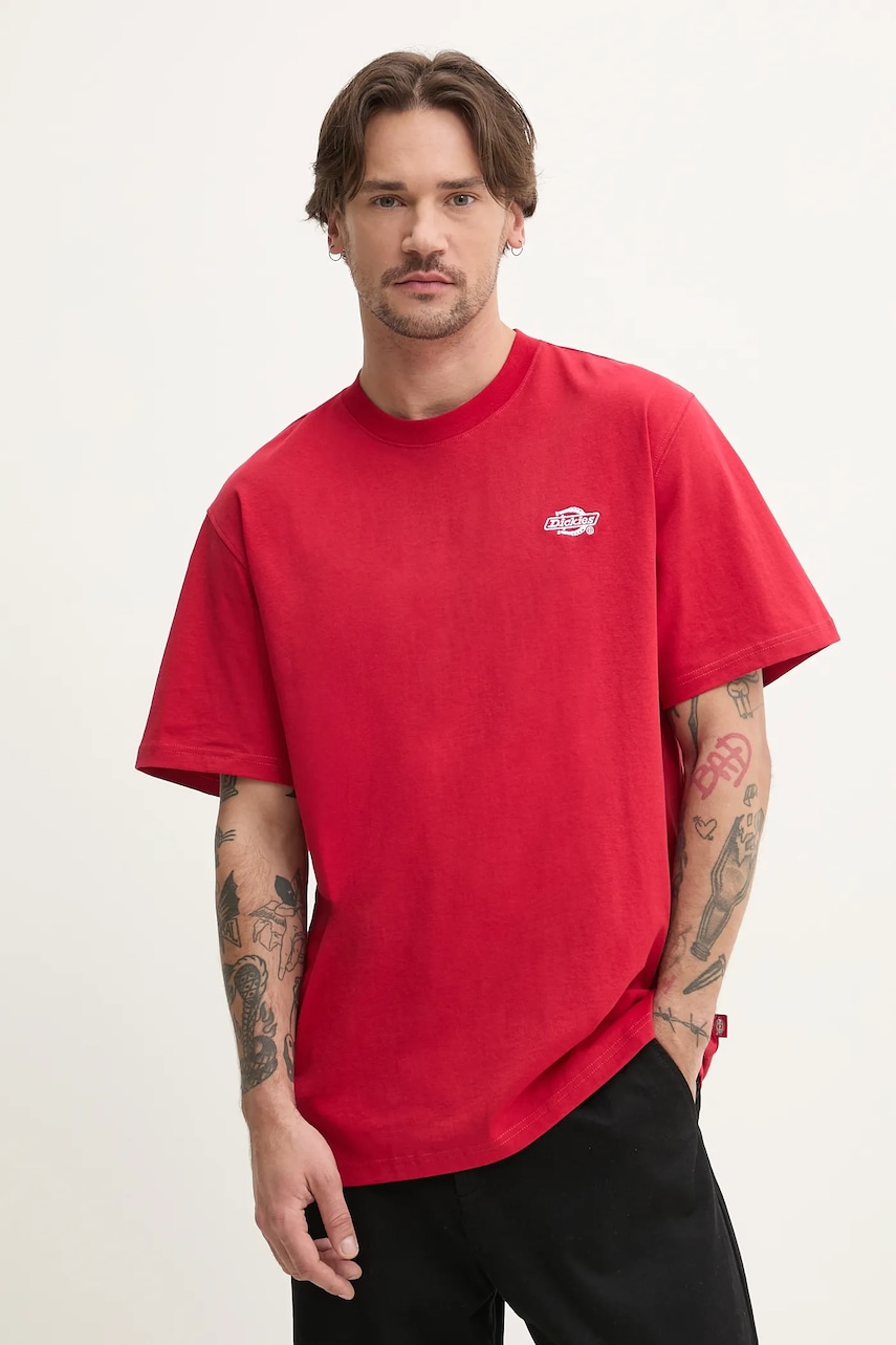 Βαμβακερό μπλουζάκι Dickies ανδρικό, χρώμα: κόκκινο, DK0A4YAI0ER1