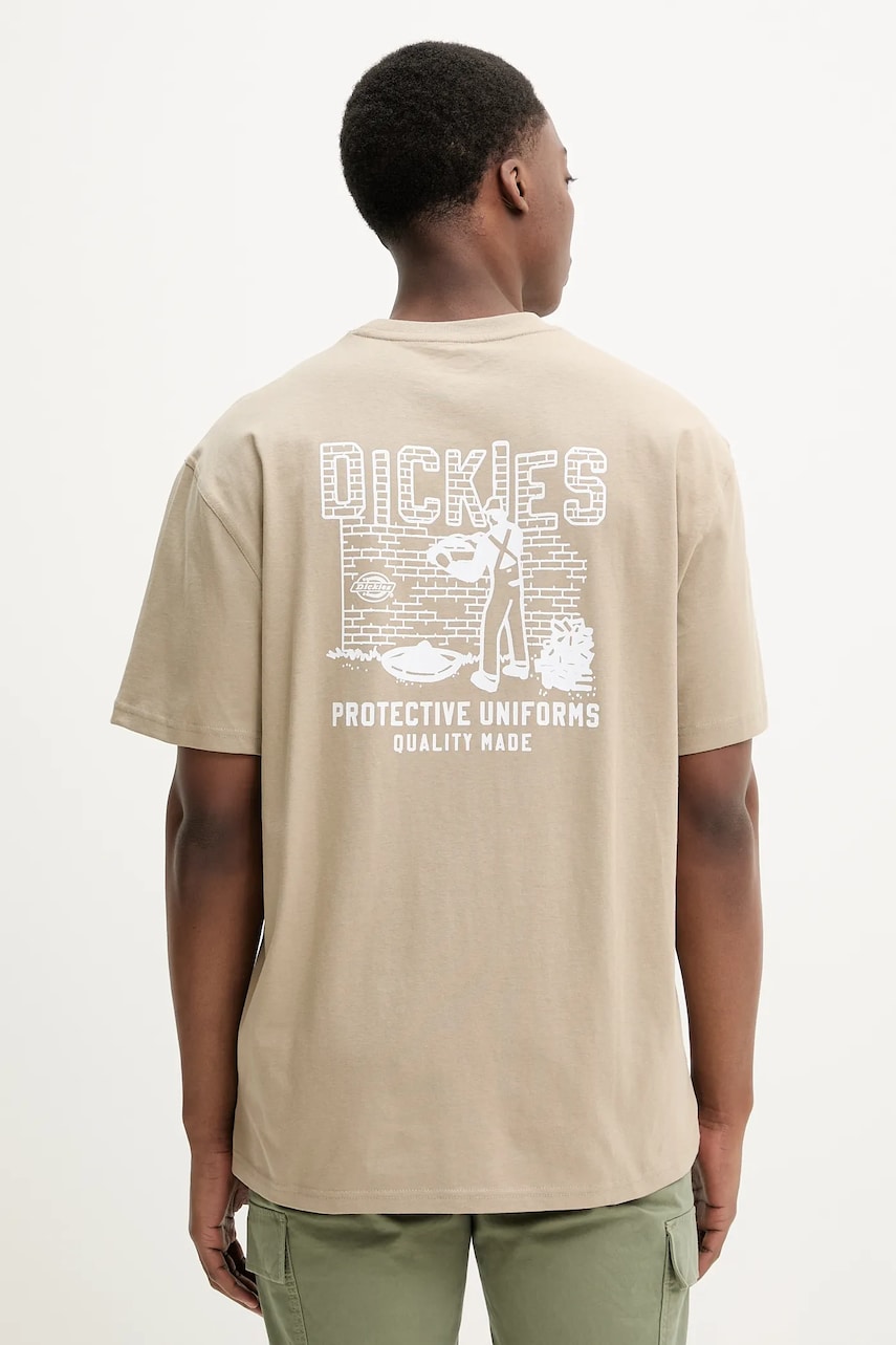 Βαμβακερό μπλουζάκι Dickies ανδρικό, χρώμα: μπεζ, DK0A4Z8R0DS1