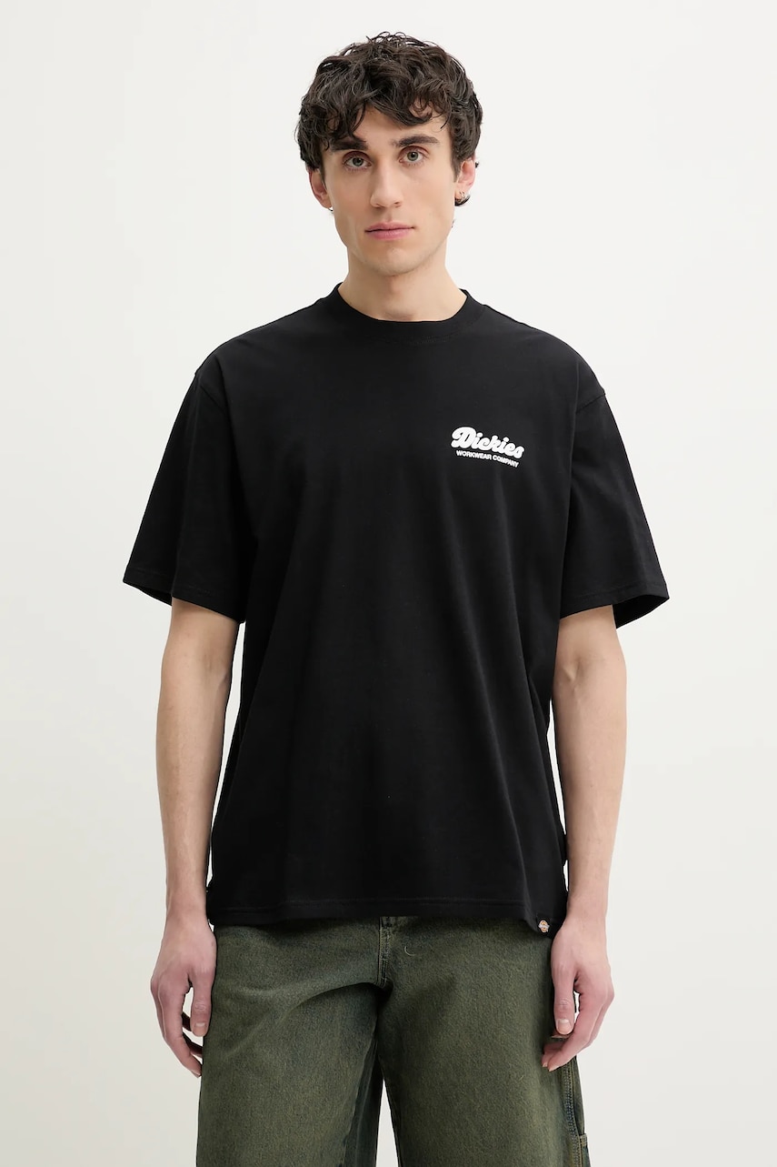 Βαμβακερό μπλουζάκι Dickies ανδρικό, χρώμα: μαύρο, DK0A4Z8ZBLK1
