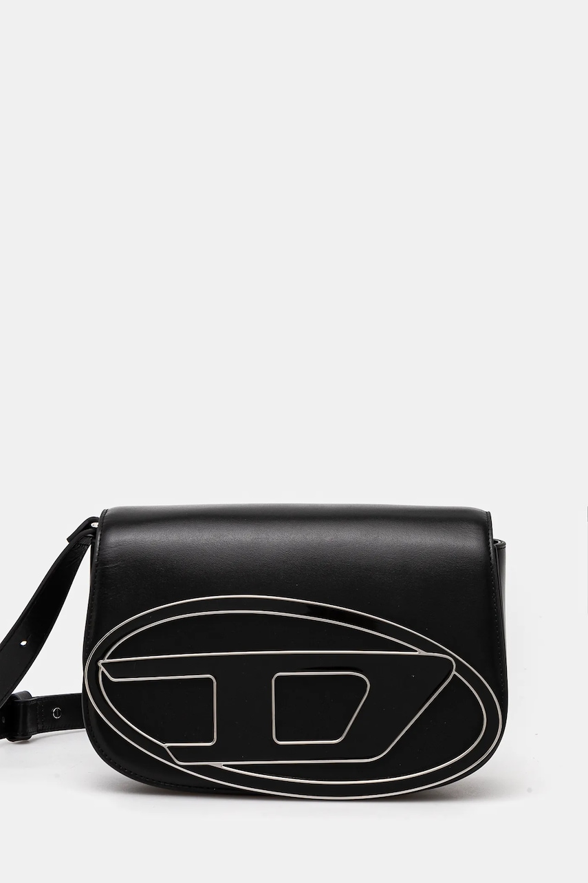 Δερμάτινη τσάντα Diesel 1DR 1DR M shoulder bag χρώμα: μαύρο, X09568.PR818