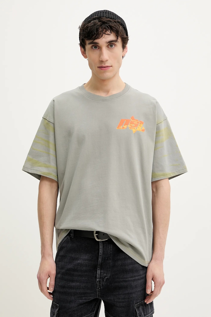 Βαμβακερό μπλουζάκι Diesel T-BOXT-R10 T-SHIRT ανδρικό, χρώμα: γκρι, A16169.0QLAA