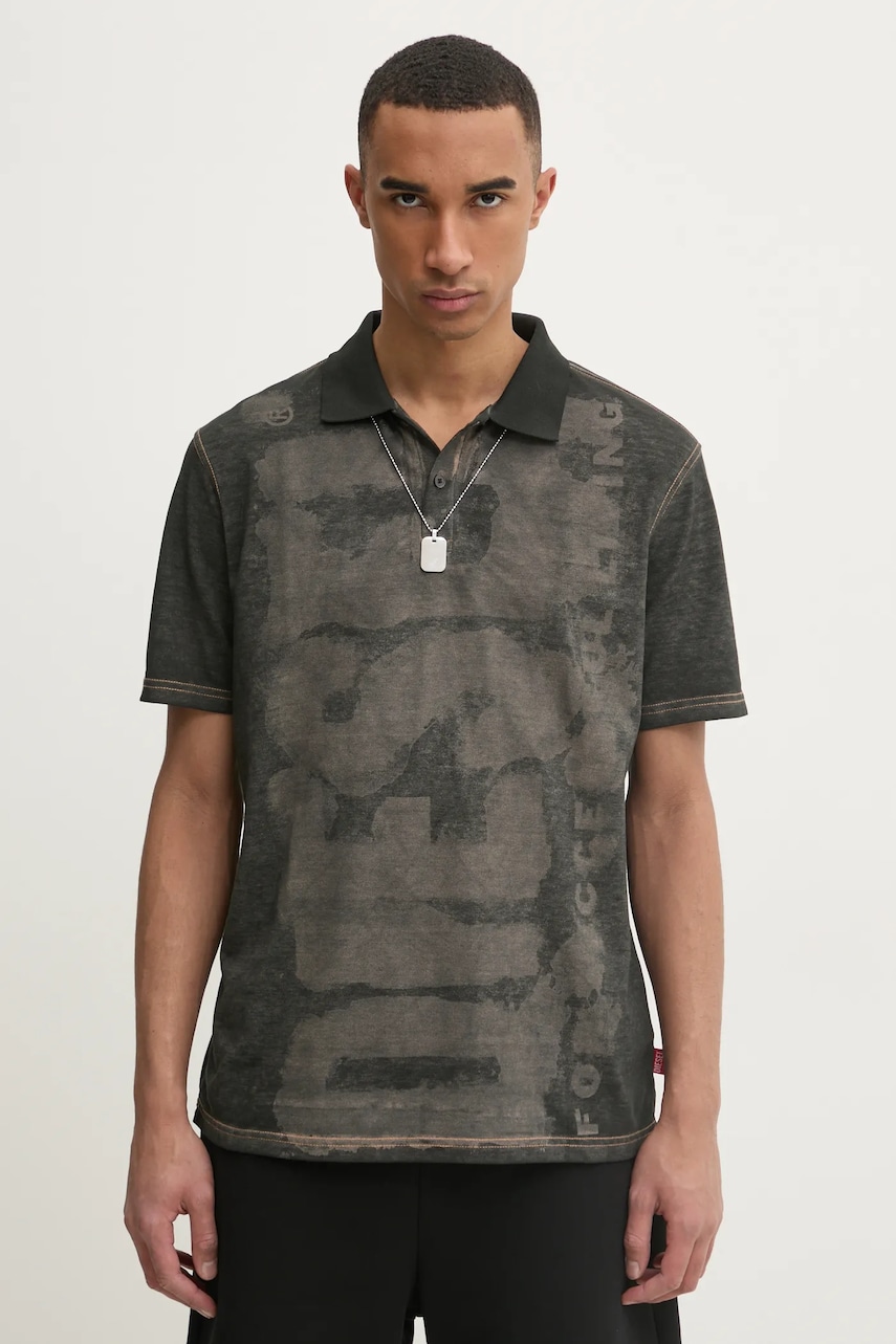 Πόλο Diesel T-REJUST-NC POLO SHIRT χρώμα: γκρι, A16167.0EGBJ
