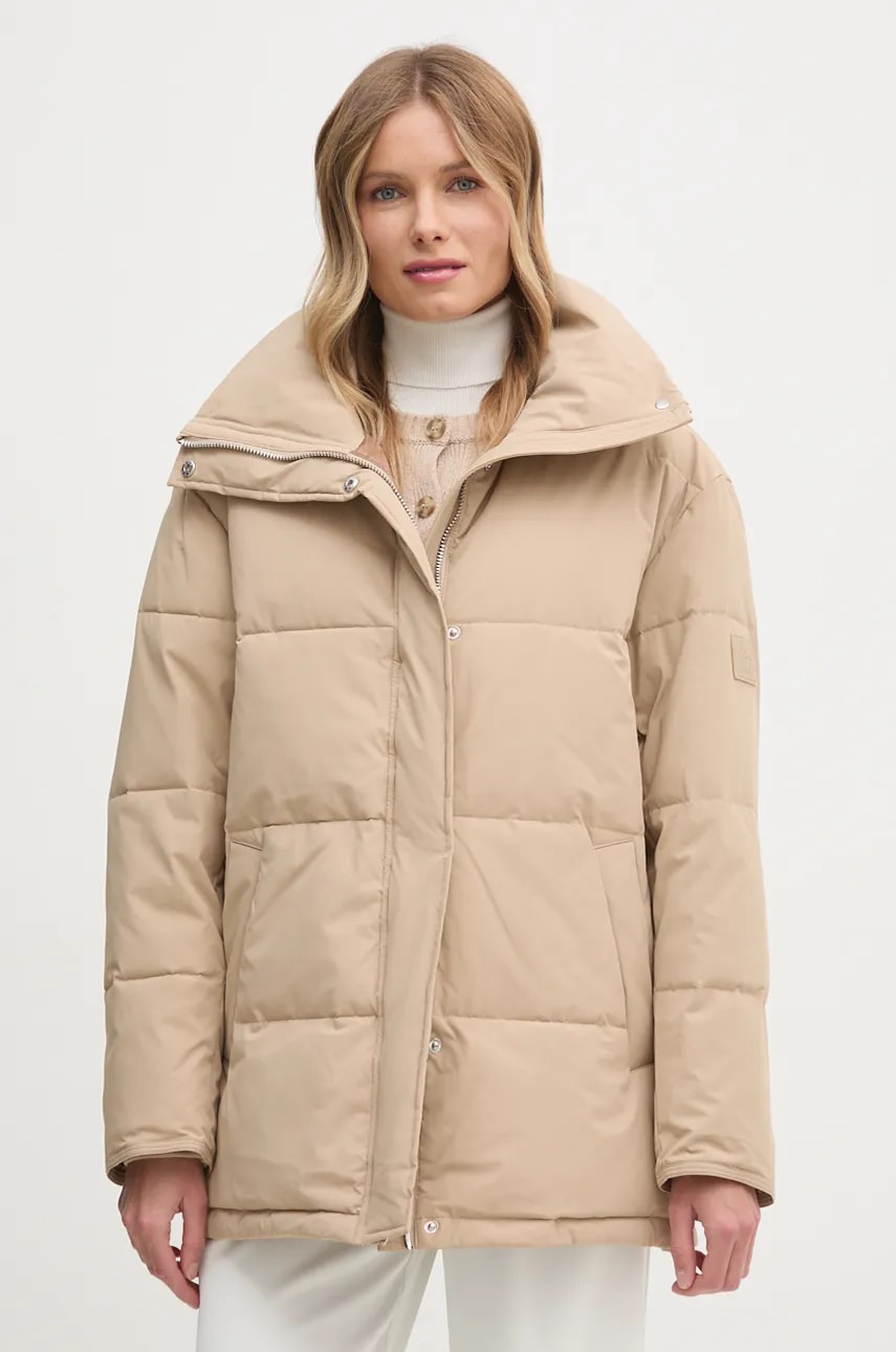 Μπουφάν Dkny χρώμα: μπεζ, D2G4A179