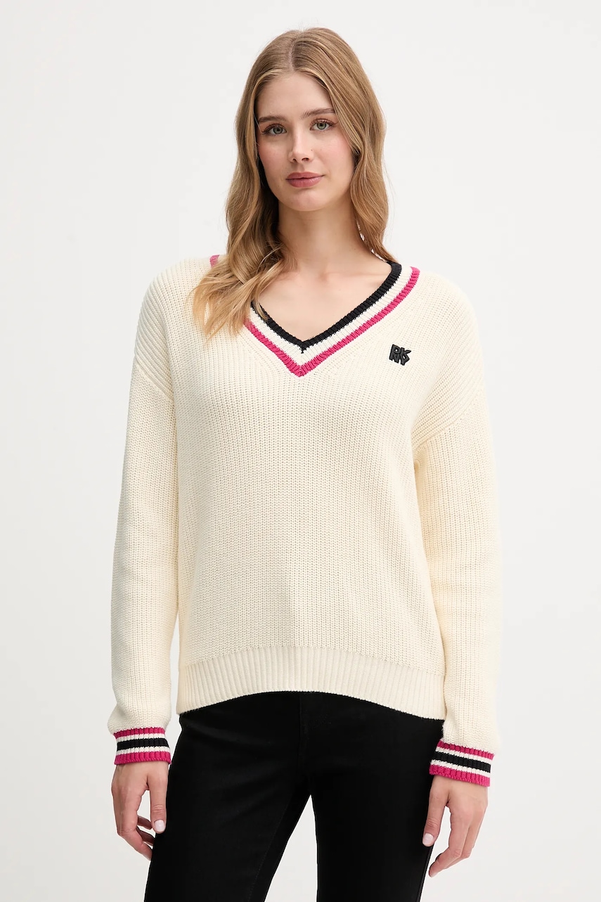 Βαμβακερό πουλόβερ Dkny χρώμα: μπεζ, DJ5R0730