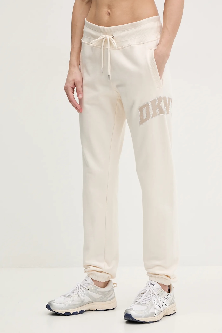 Βαμβακερό παντελόνι Dkny χρώμα: μπεζ, DP5P3615