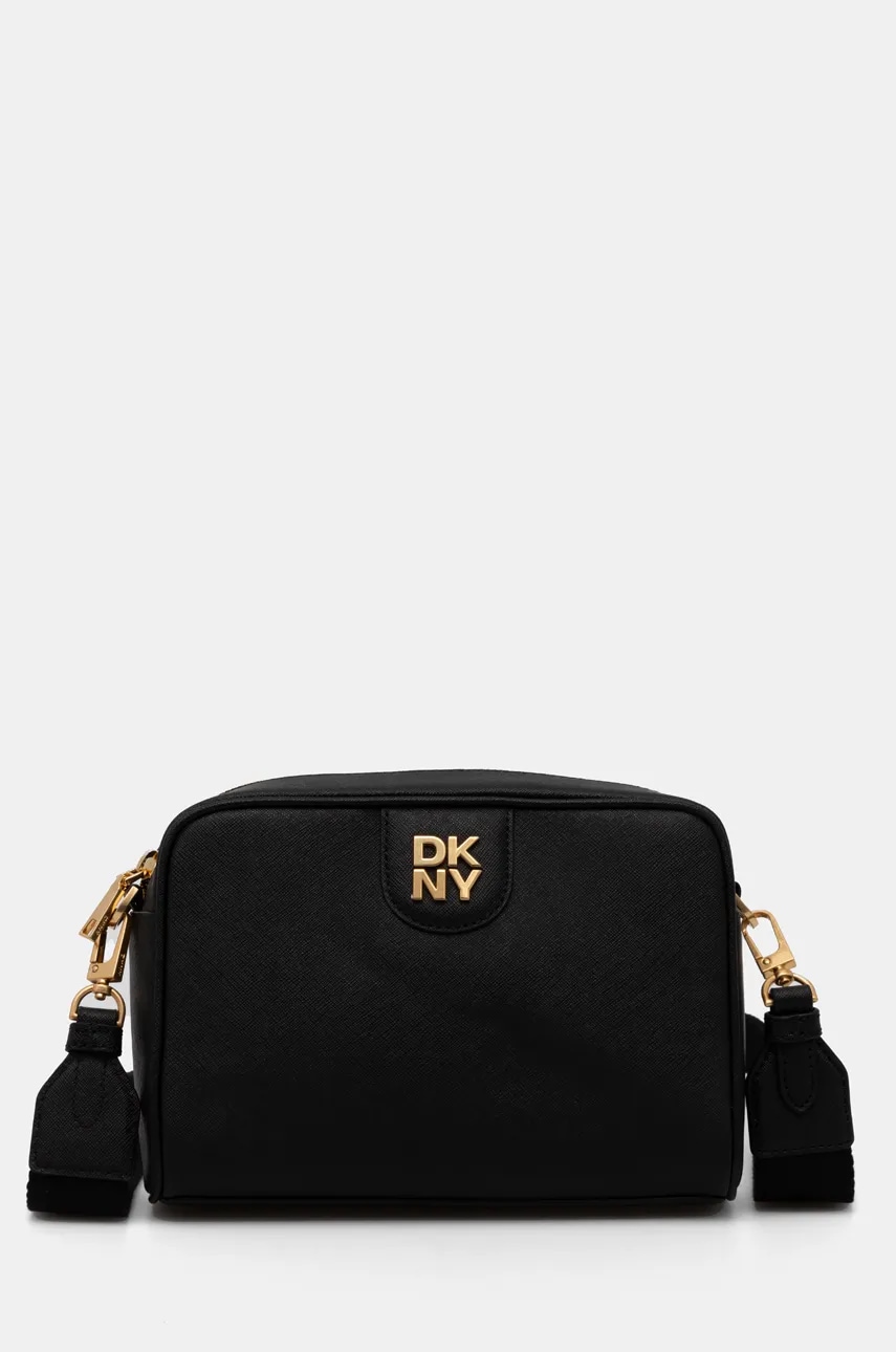 Δερμάτινη τσάντα Dkny χρώμα: μαύρο, R43EKV85