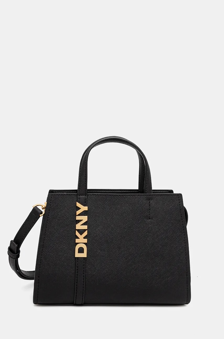 Δερμάτινη τσάντα Dkny χρώμα: μαύρο, R43EYG56