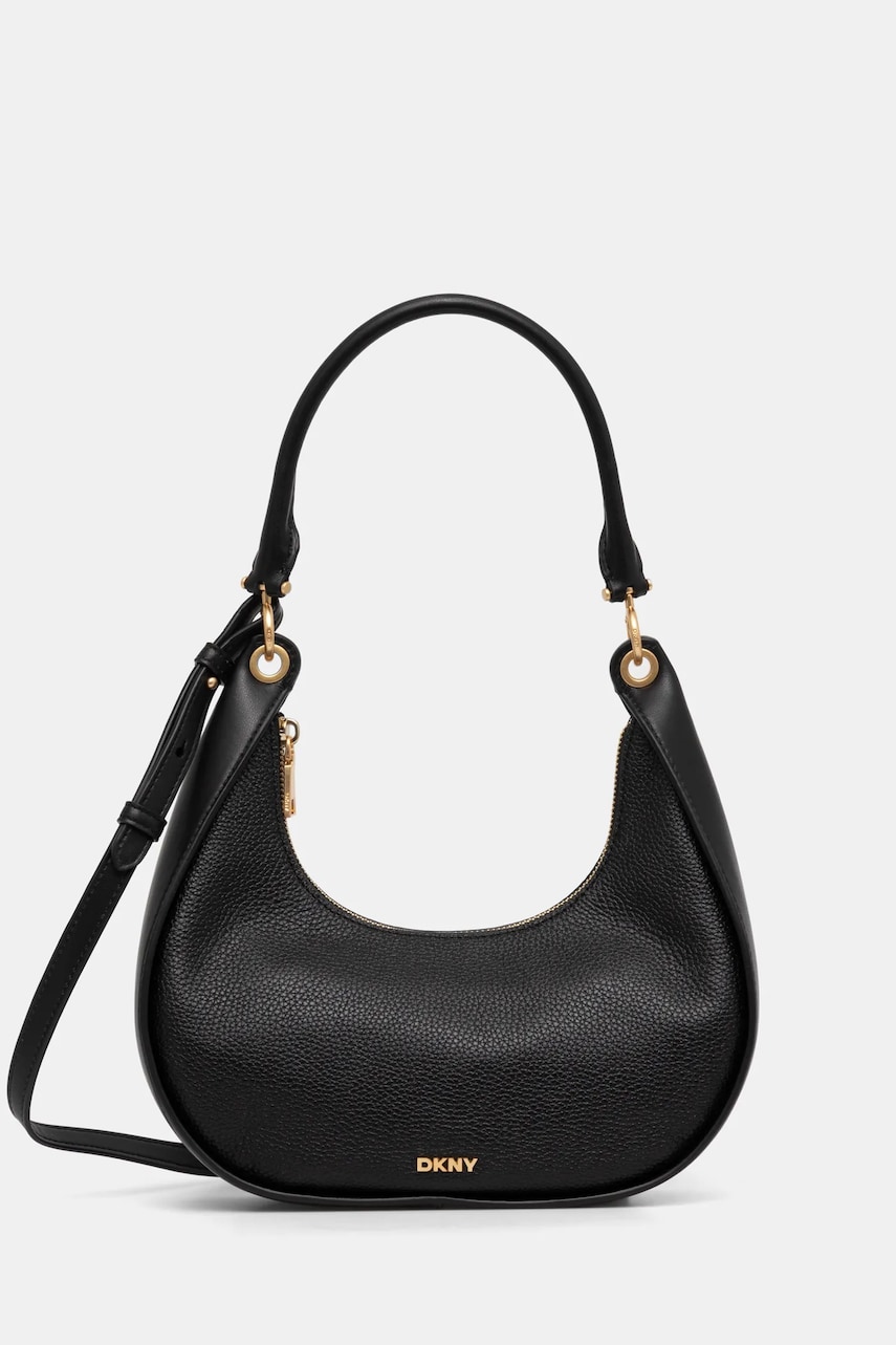 Δερμάτινη τσάντα Dkny χρώμα: μαύρο, R44CEI49