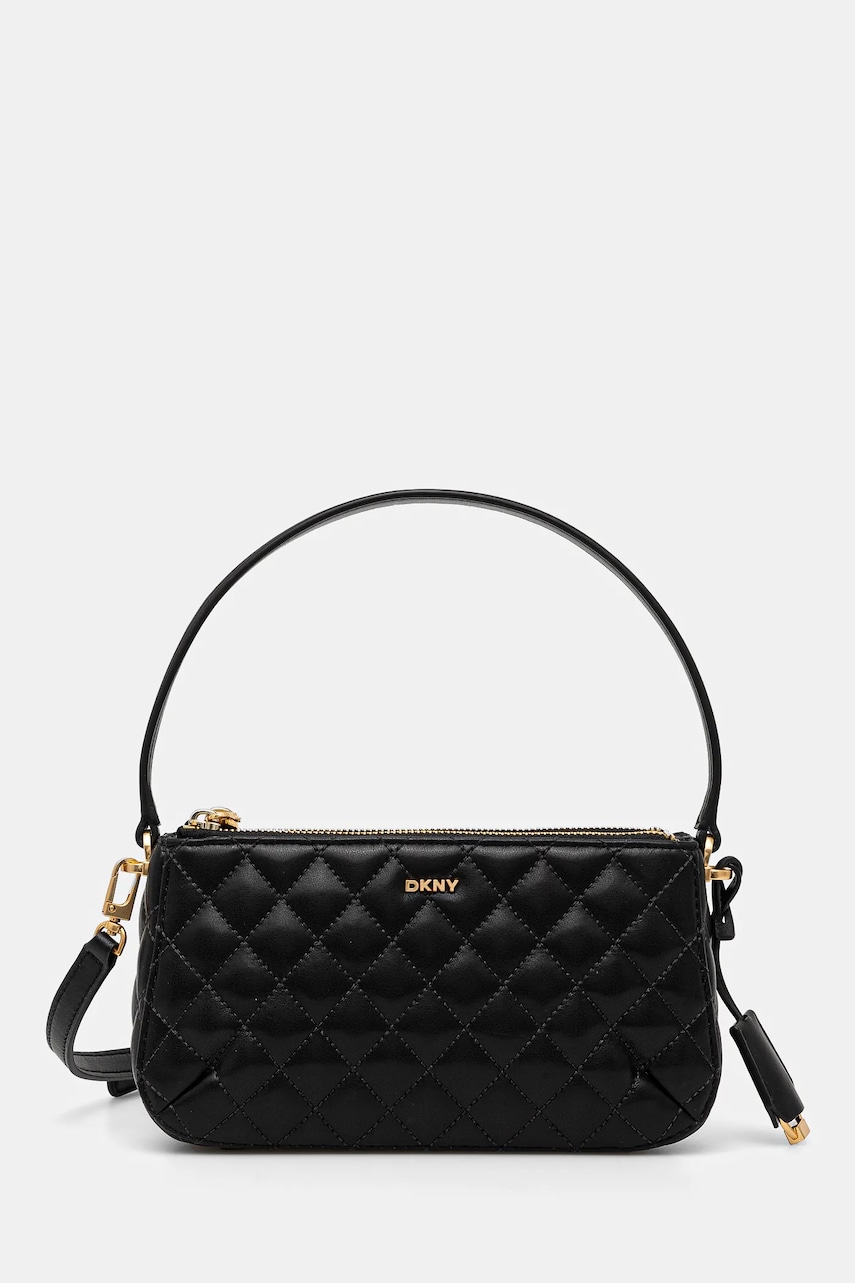 Δερμάτινη τσάντα Dkny χρώμα: μαύρο, R44EKI78