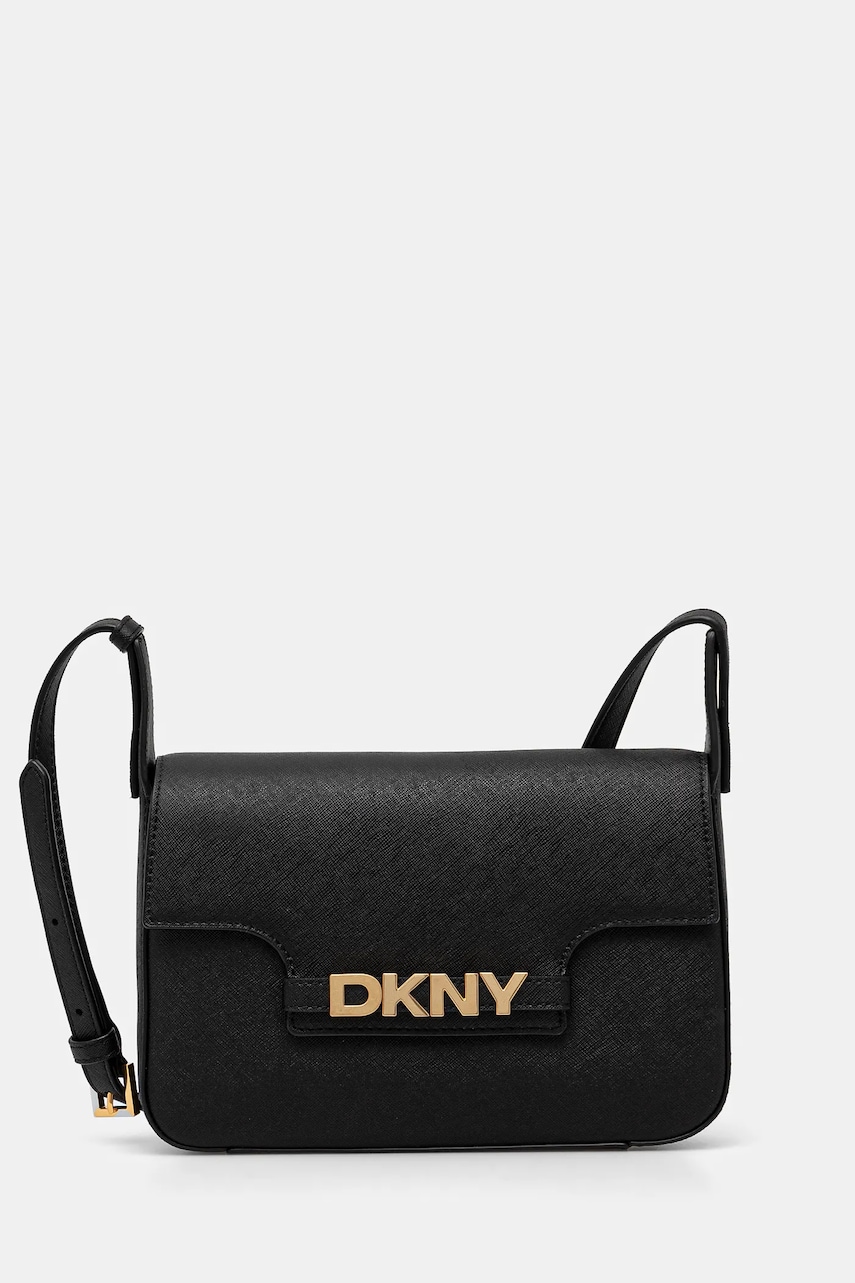 Δερμάτινη τσάντα Dkny χρώμα: μαύρο, R51E1J30