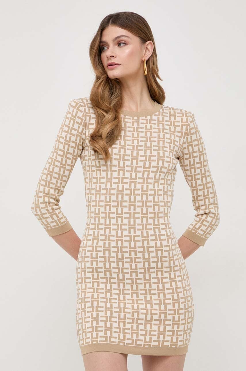Φόρεμα Elisabetta Franchi χρώμα: μπεζ
